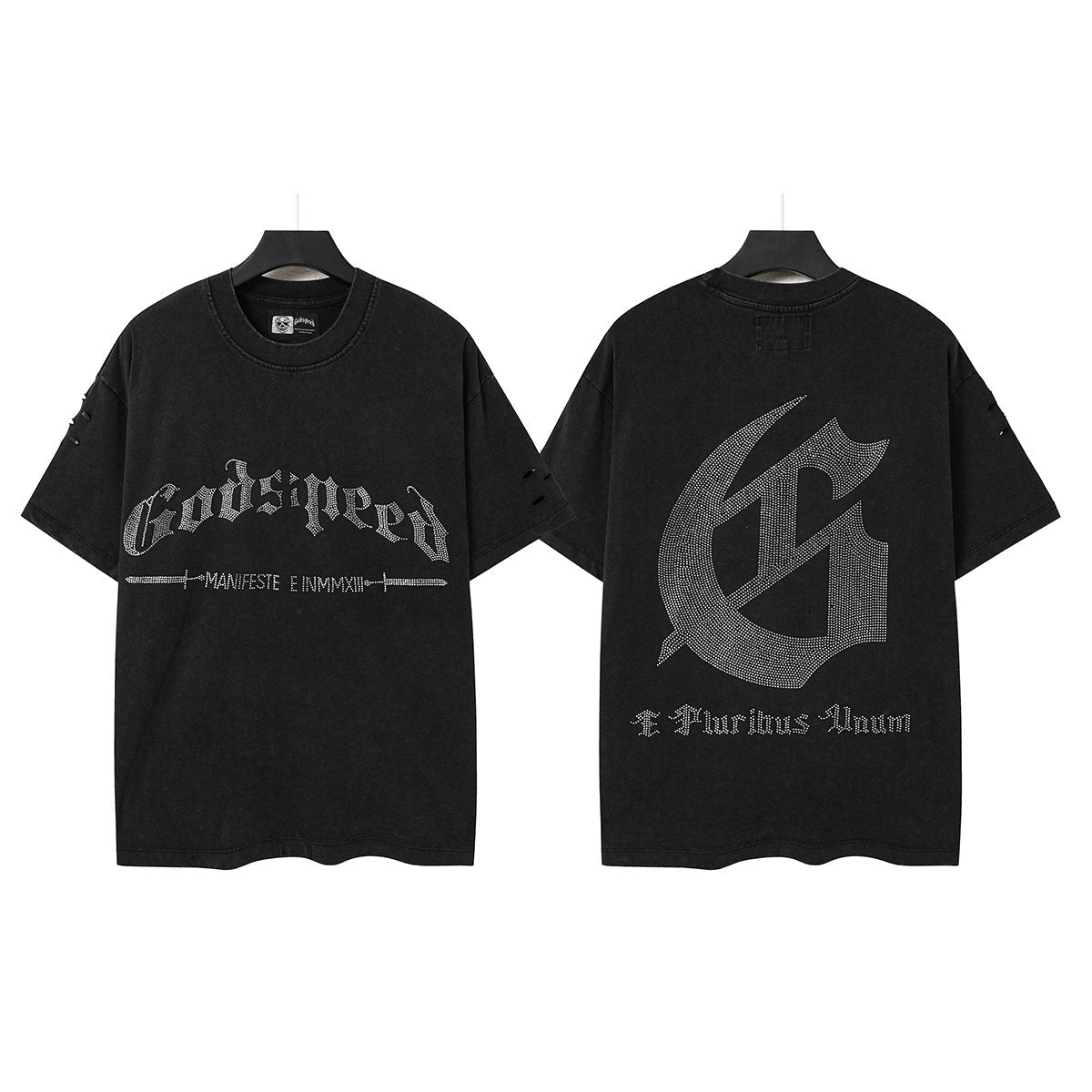 Godspeed Washed Rhinestone Graphic T-Shirt ¡ª front