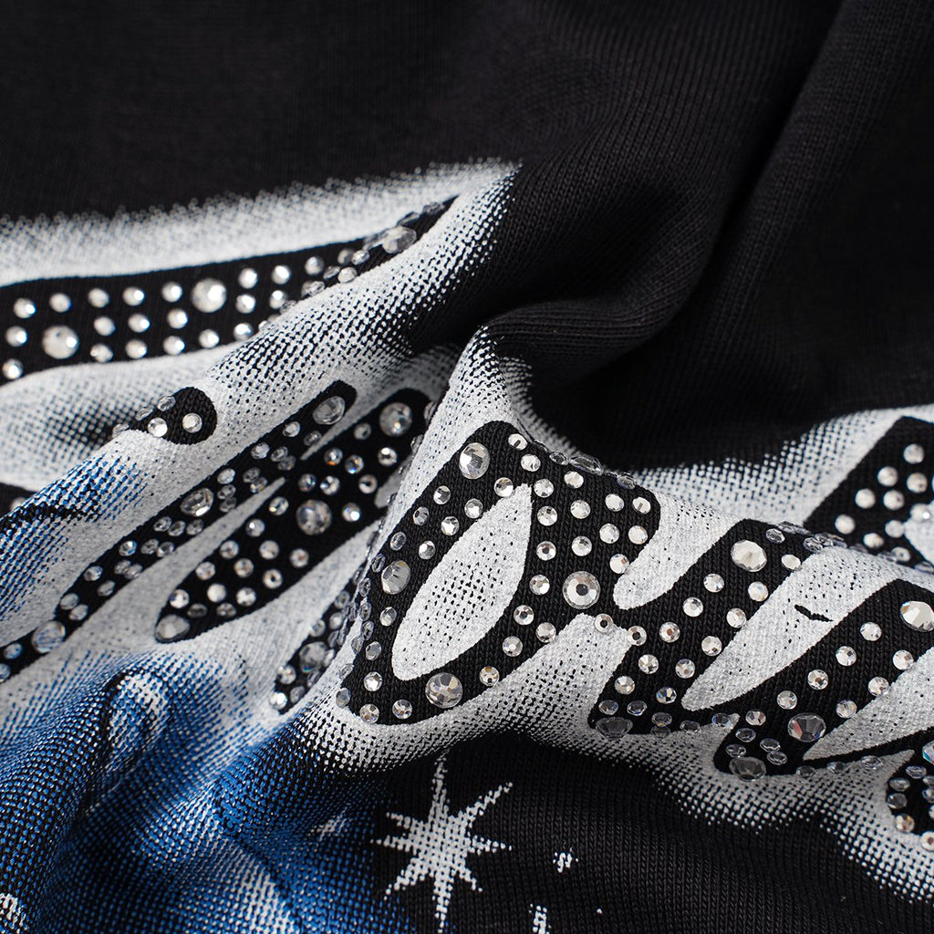 MIXED EMOTION Rhinestone Front Graphic T-Shirt ¡ª detail
