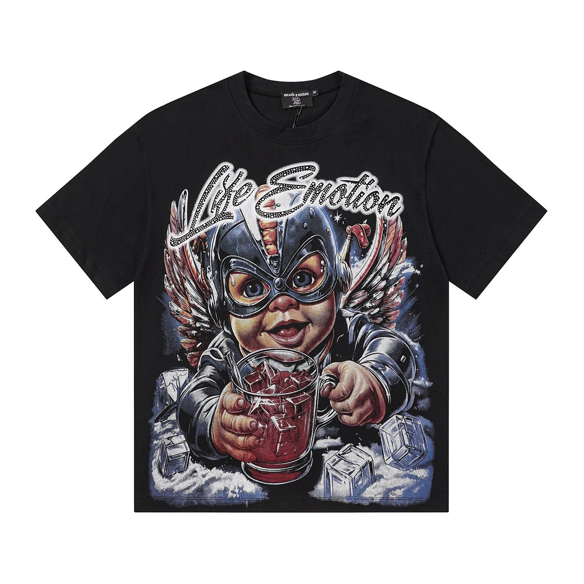 MIXED EMOTION Rhinestone Front Graphic T-Shirt ¡ª hero