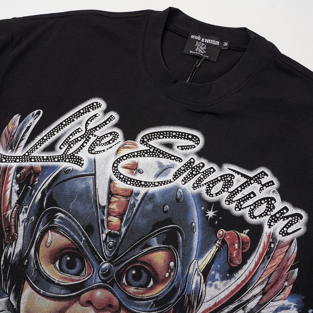MIXED EMOTION Rhinestone Front Graphic T-Shirt ¡ª detail