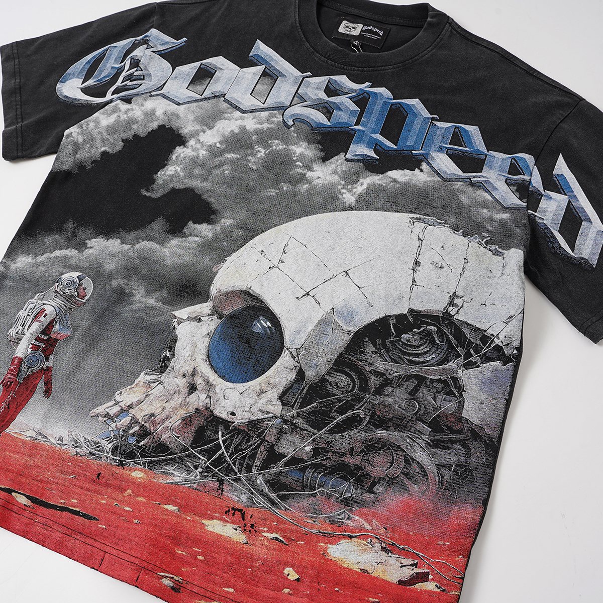 Godspeed Astronaut Skull Graphic T-Shirt ¡ª detail