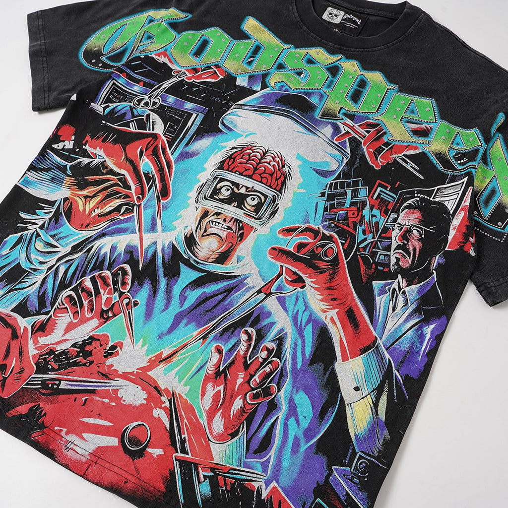 Godspeed Washed Black Rock Graphic T-Shirt ¡ª front