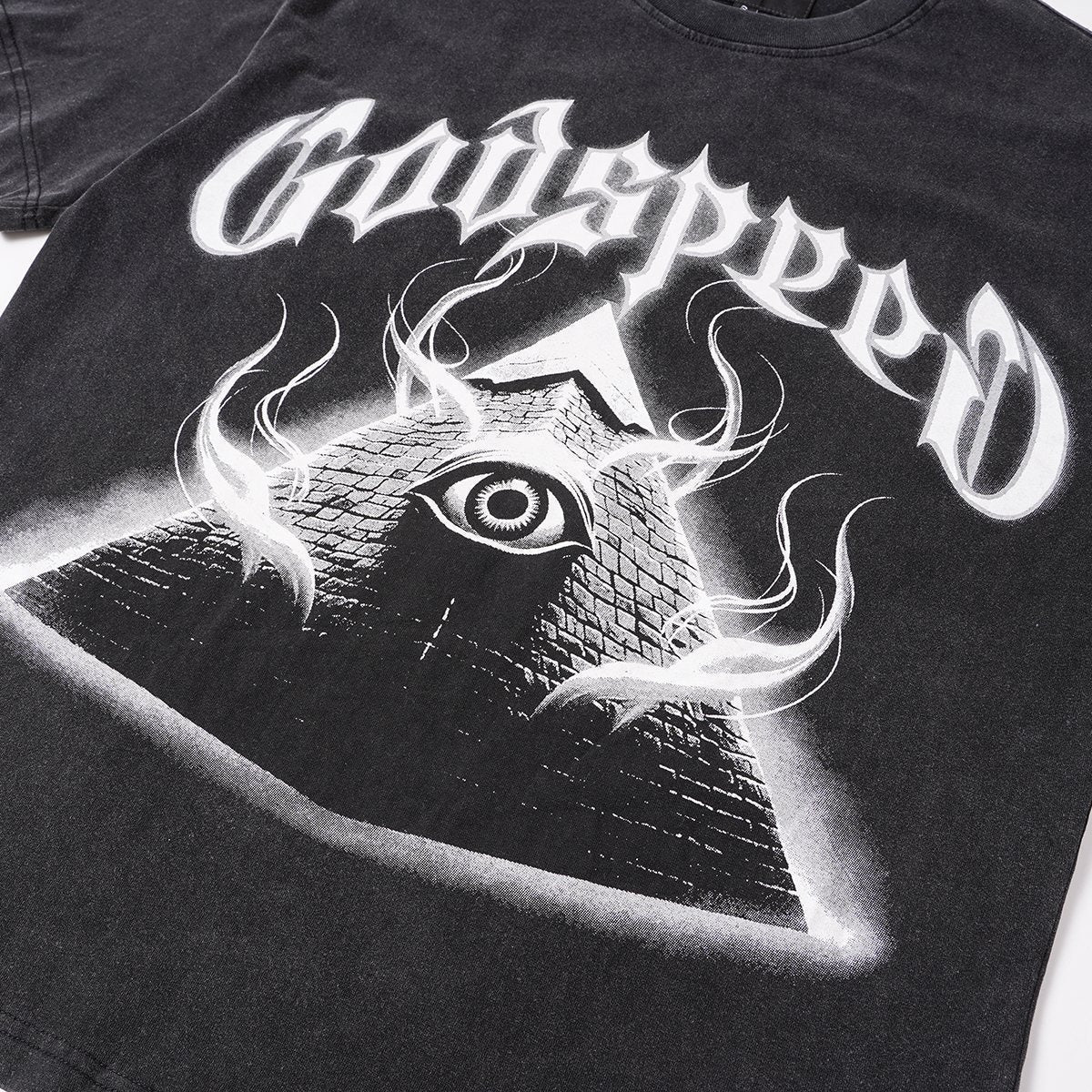 Godspeed Out of Many One Washed Black Graphic T-Shirt ¡ª detail