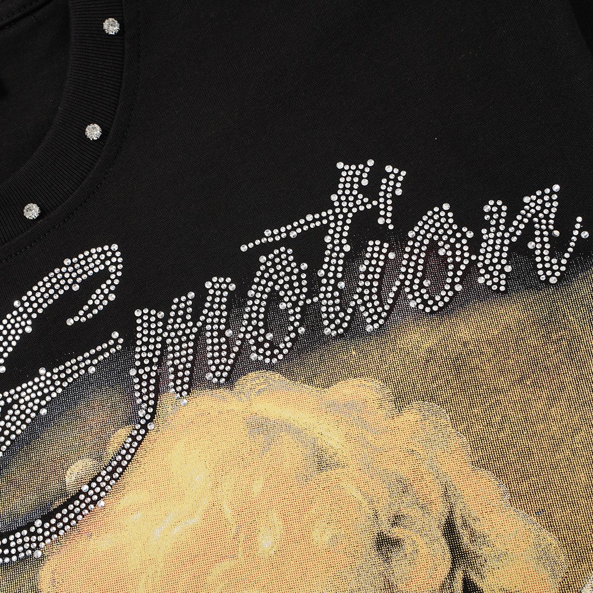 MIXED EMOTION Angel Graphic Studded-Trim T-Shirt ¡ª detail