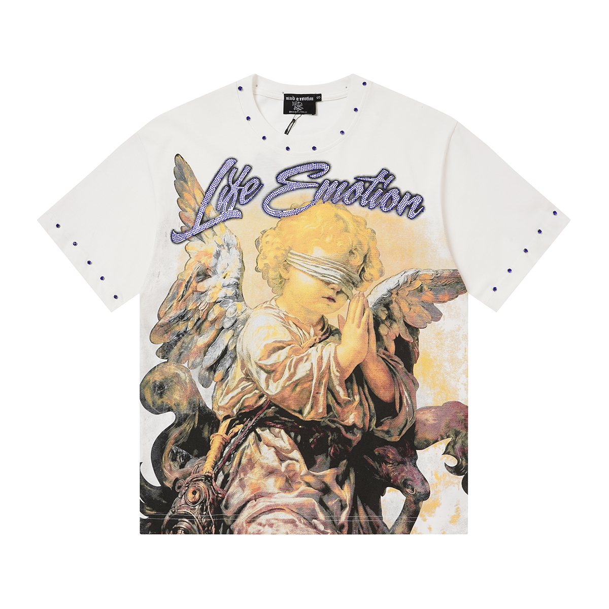 MIXED EMOTION Angel Graphic Studded-Trim T-Shirt ¡ª front