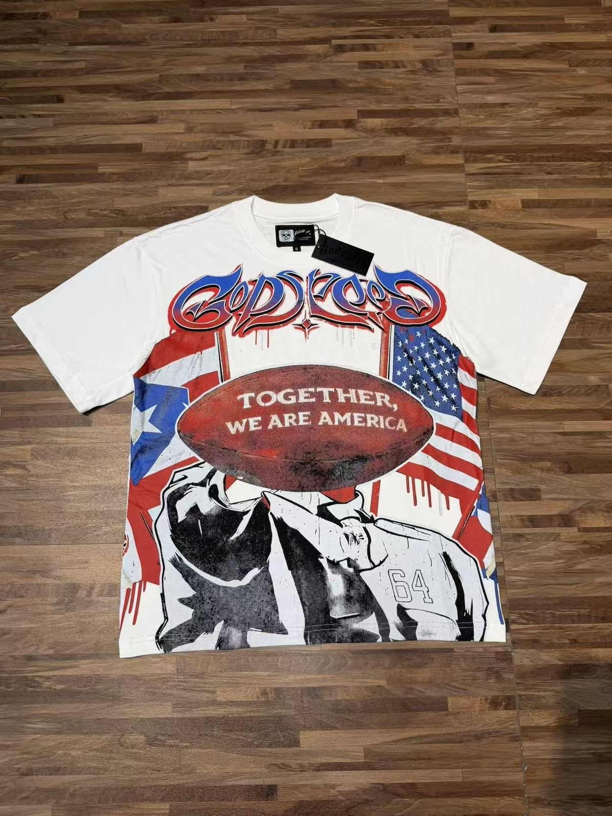 Godspeed Patriotic Football Graphic T-Shirt ¡ª front
