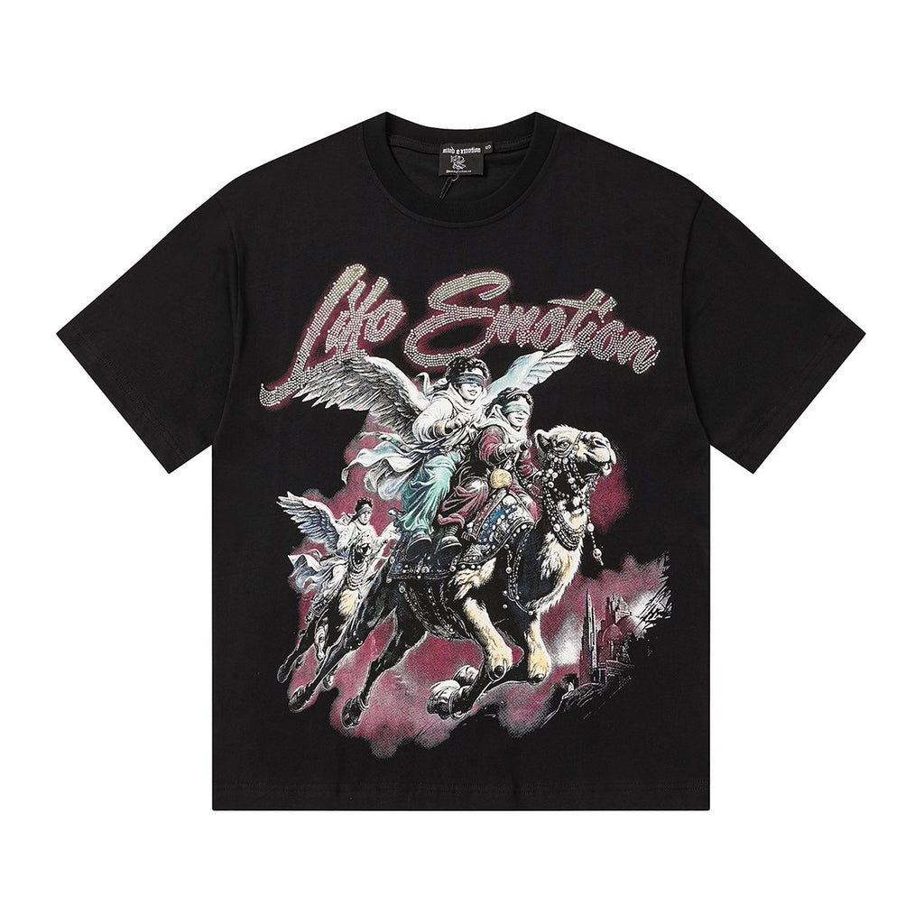 MIXED EMOTION Rhinestone Graphic Short-Sleeve T-Shirt ¡ª hero
