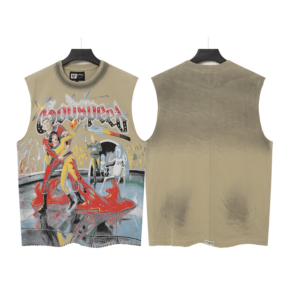 Godspeed Rhinestone Washed Sleeveless T-Shirt ¡ª front