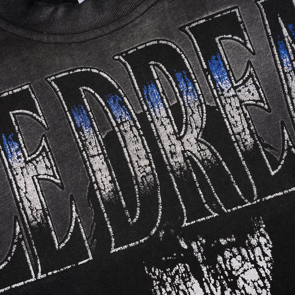 VALLEY Washed Black Graphic T-Shirt ¡ª fabric_closeup