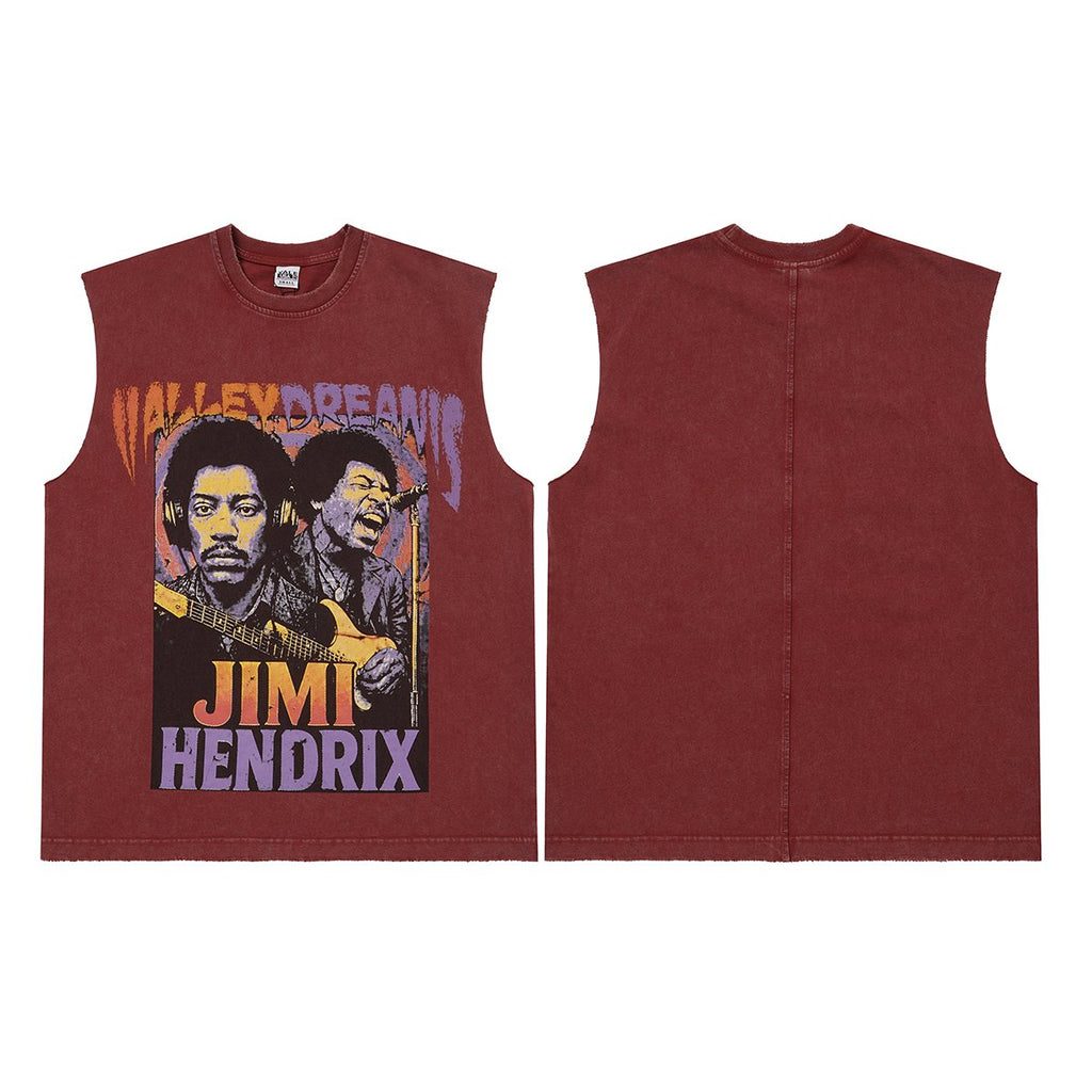 VALLEY Jimi Hendrix Washed Sleeveless T-Shirt ¡ª front