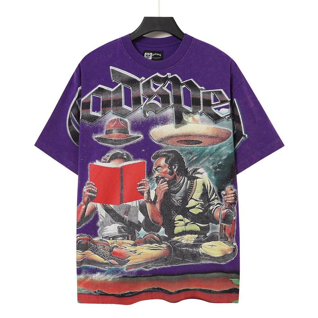 Godspeed Washed Purple Front Graphic Short-Sleeve T-Shirt ¡ª hero