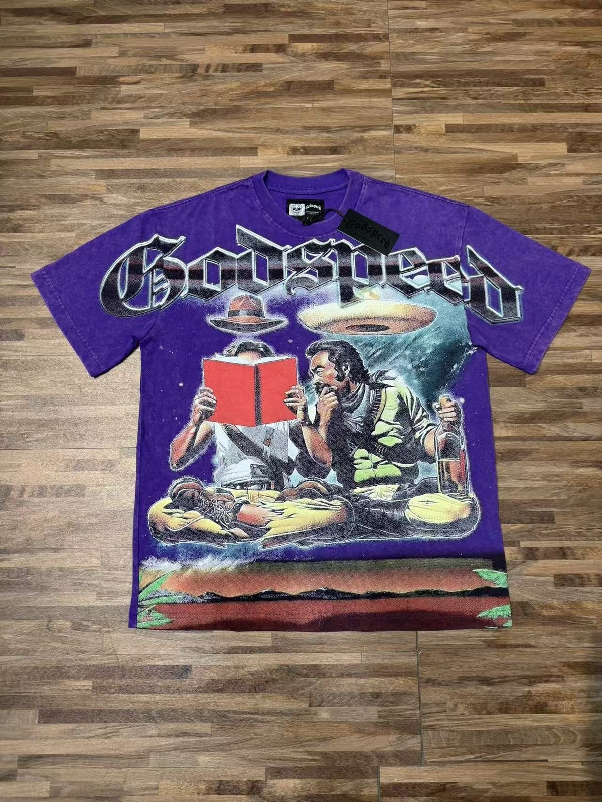 Godspeed Washed Purple Front Graphic Short-Sleeve T-Shirt ¡ª front