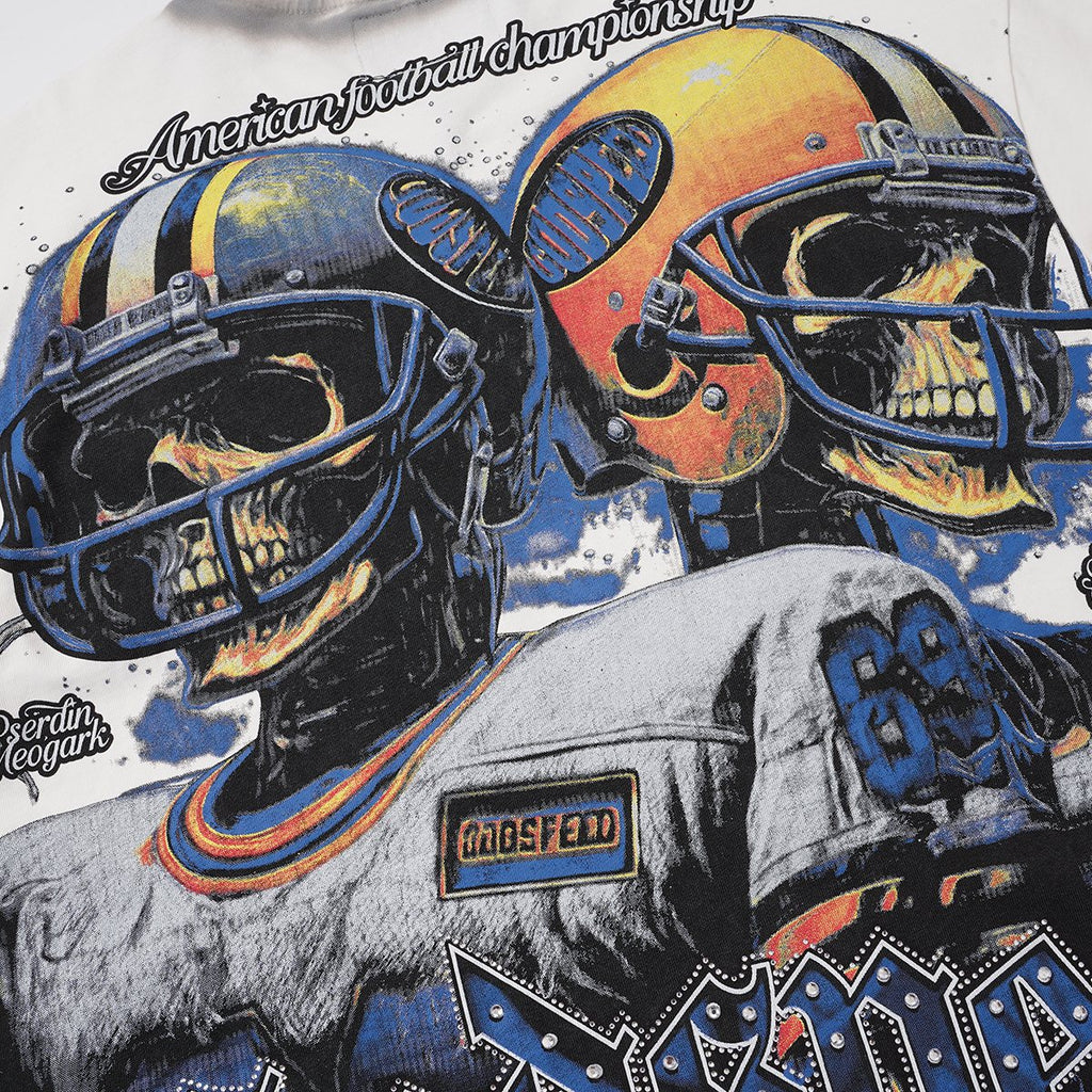 Godspeed Football Skull Graphic T-Shirt ¡ª detail