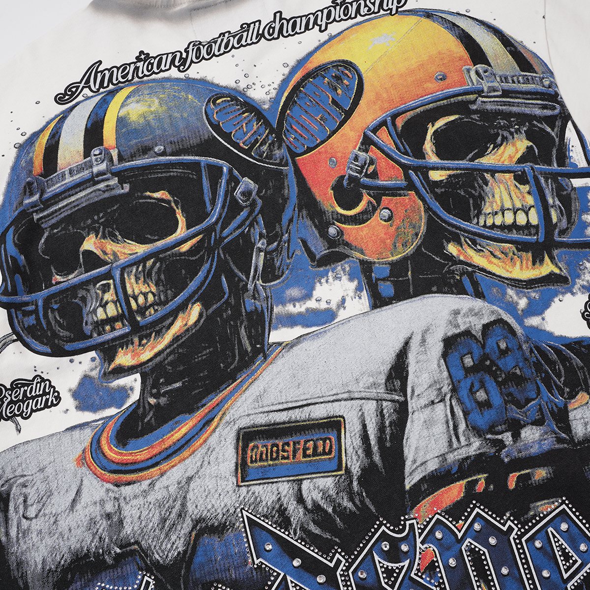 Godspeed Football Skull Graphic T-Shirt ¡ª detail