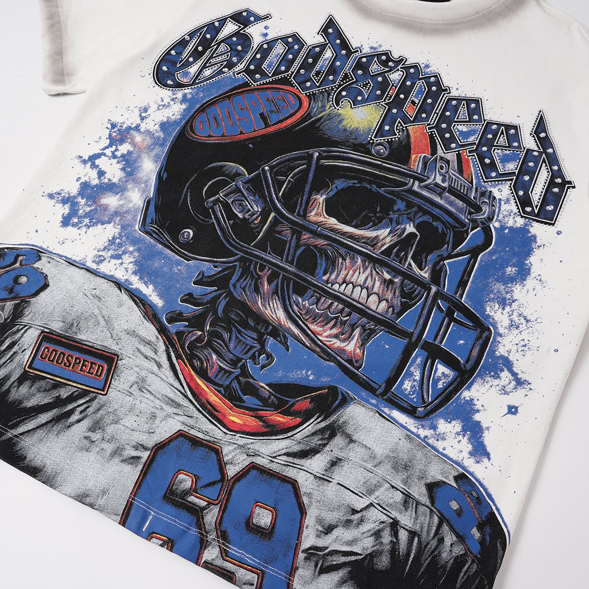 Godspeed Football Skull Graphic T-Shirt ¡ª detail