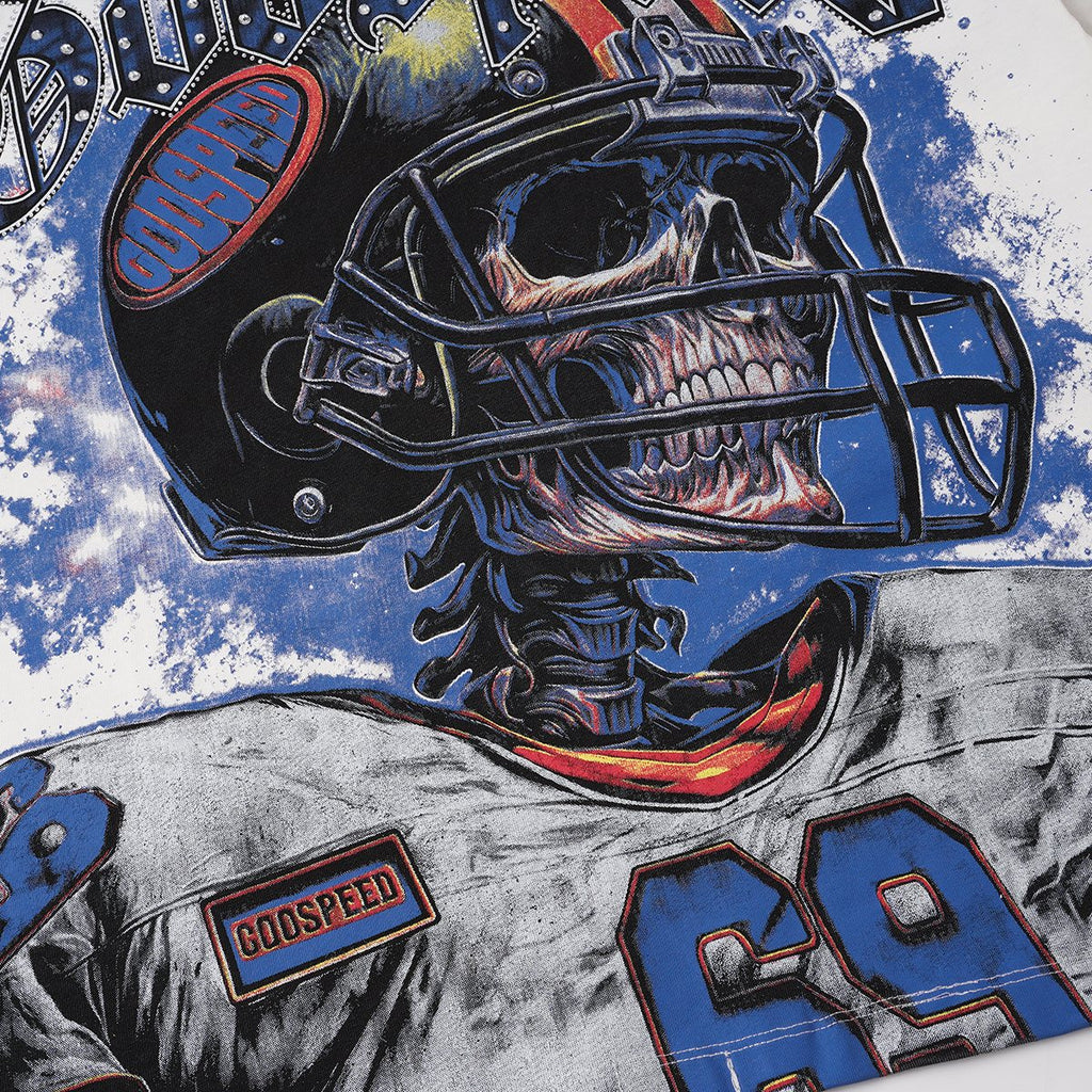 Godspeed Football Skull Graphic T-Shirt ¡ª detail
