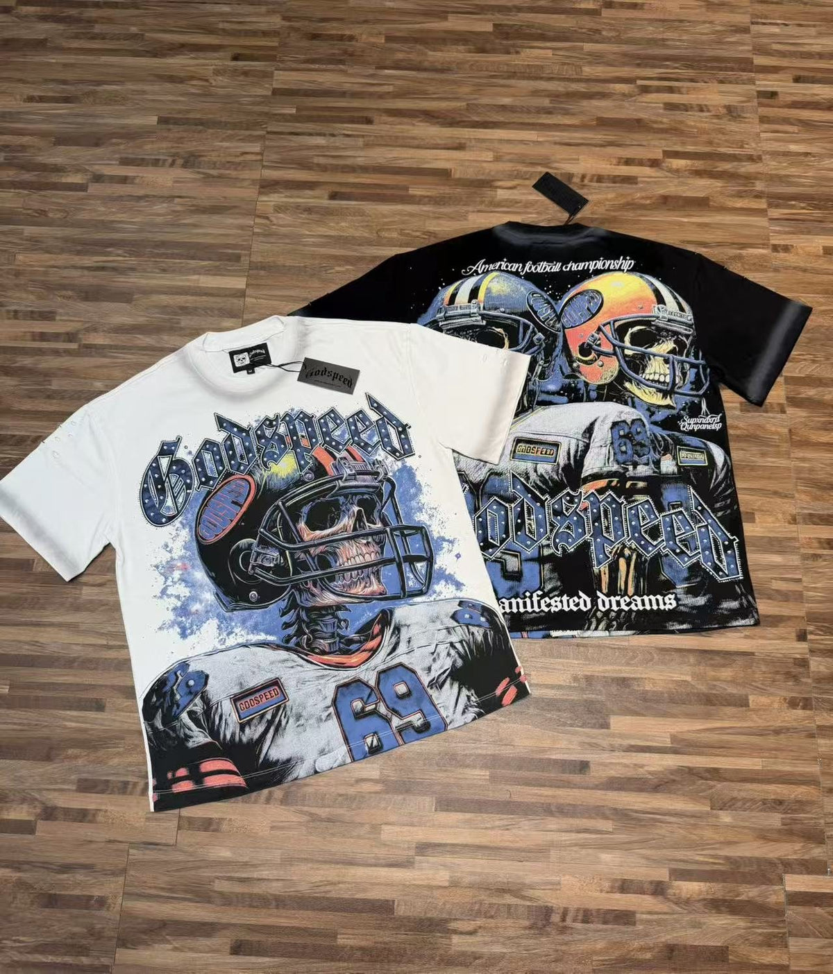 Godspeed Football Skull Graphic T-Shirt ¡ª comparison