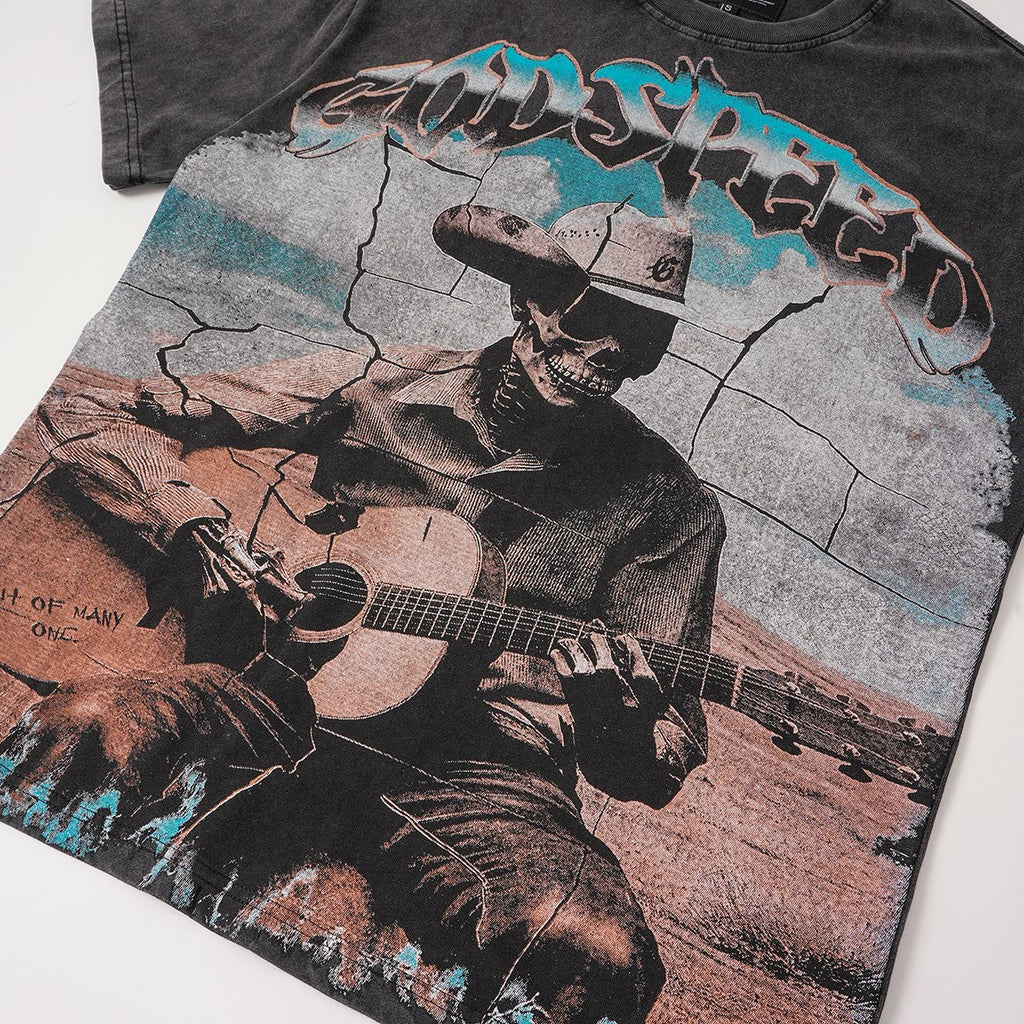 Godspeed Skeleton Guitar Graphic T-Shirt ¡ª detail