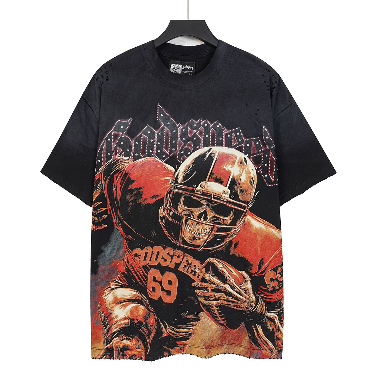 Godspeed 69 Football Skull Graphic T-Shirt ¡ª hero