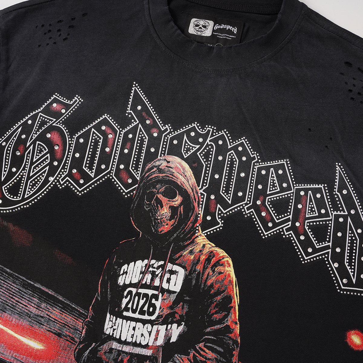 Godspeed Manifested Dreams University Distressed Short-Sleeve T-Shirt ¡ª detail