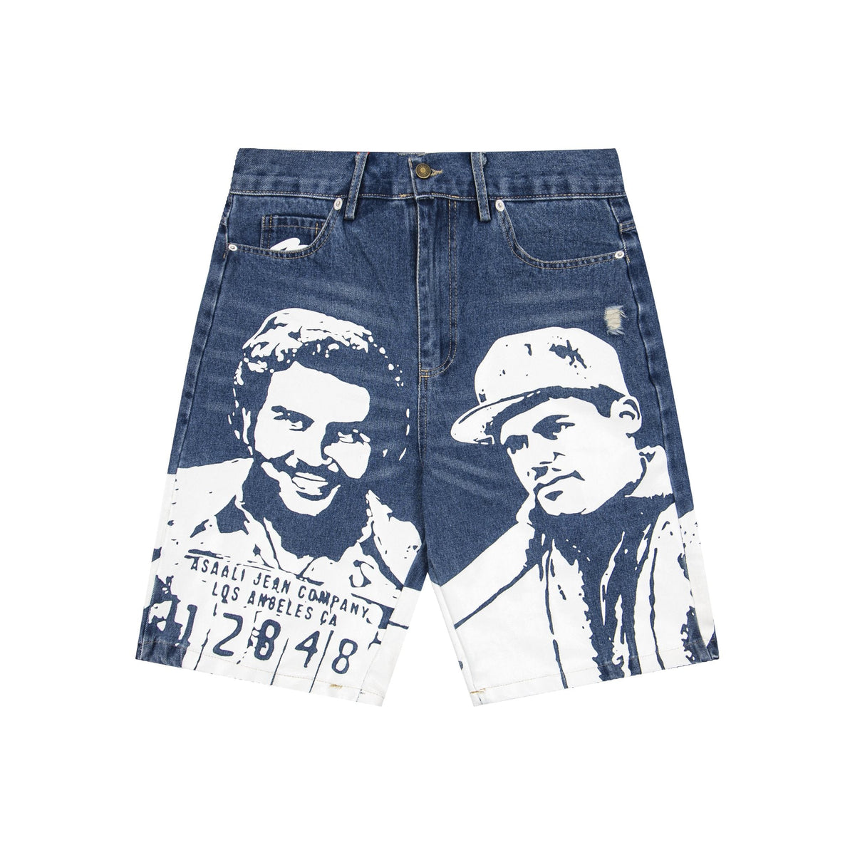 ASAALL Portrait Graphic Washed Denim Shorts ¡ª hero
