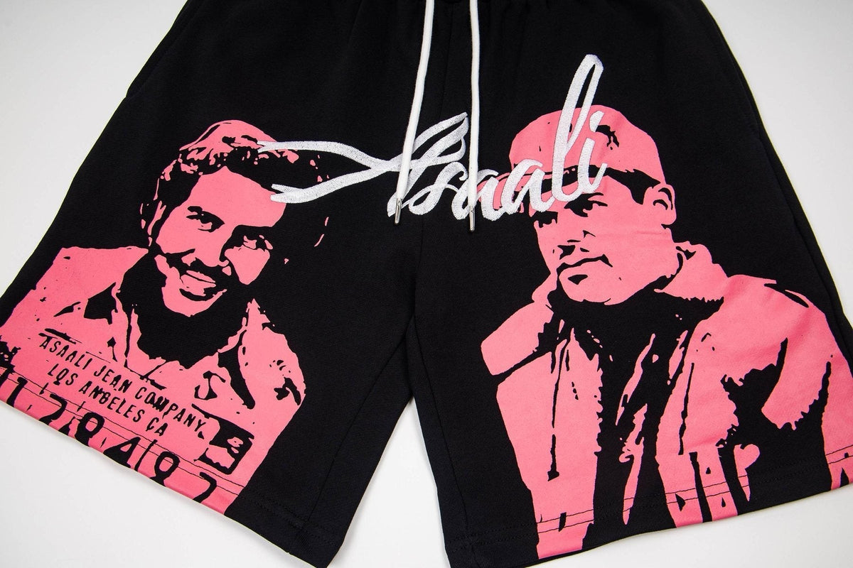 ASAALL Portrait Graphic Drawstring Shorts ¡ª detail