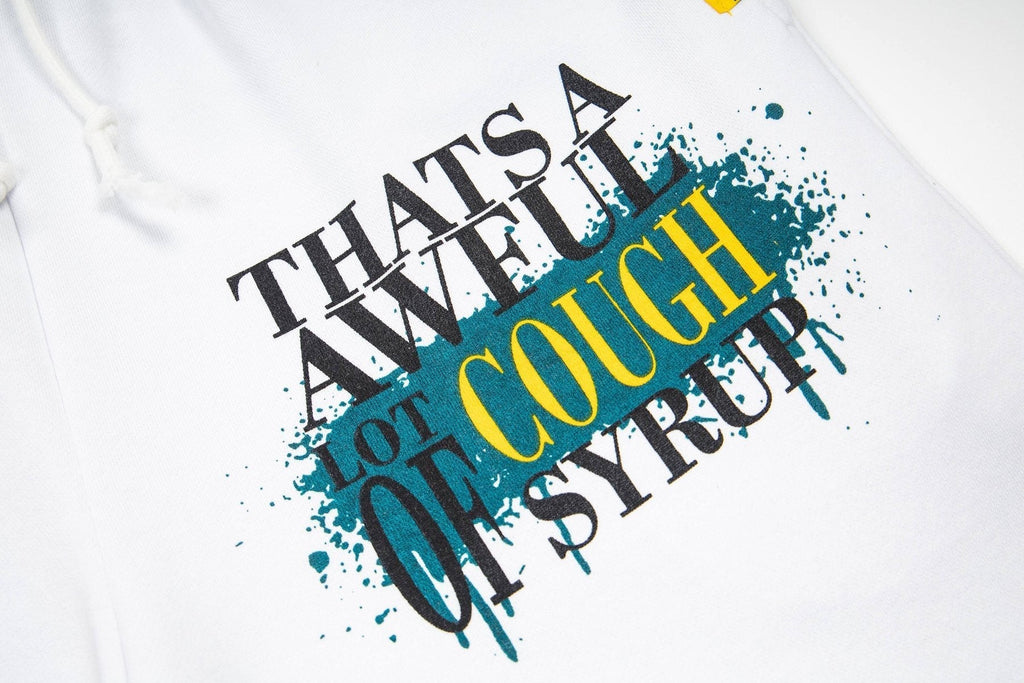 THAT'S A AWFUL LOT OF COUGH SYRUP Graphic Drawstring Shorts ¡ª detail