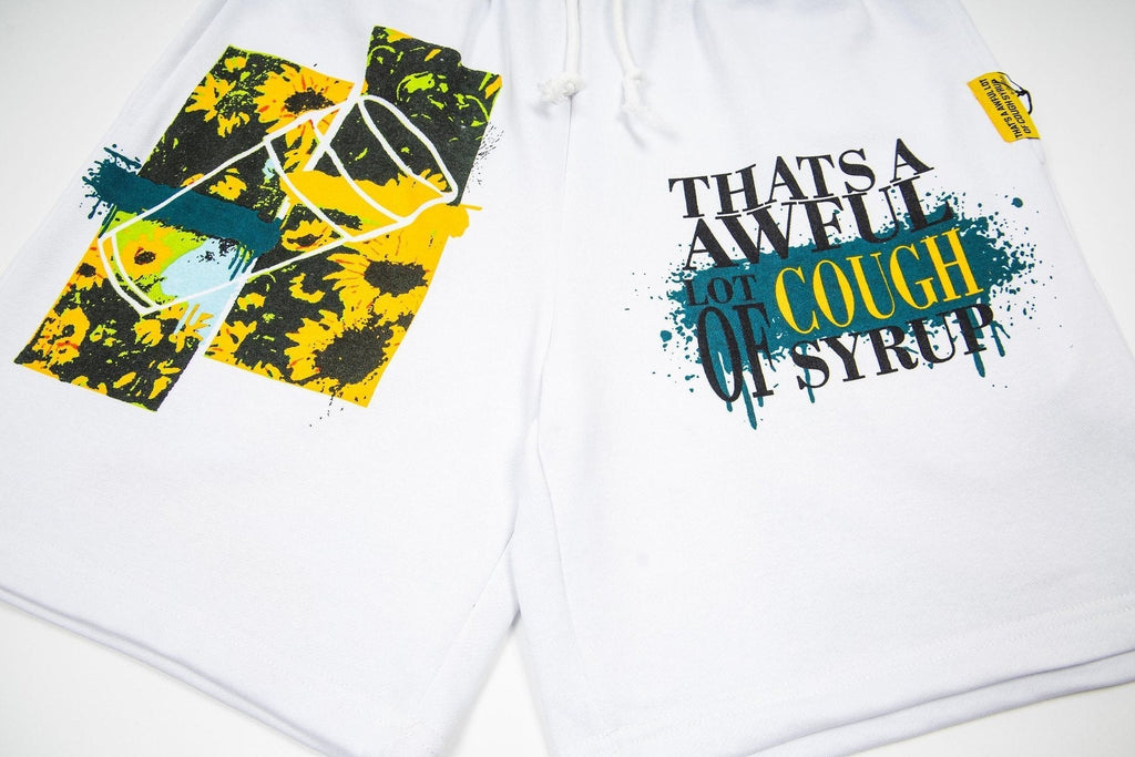 THAT'S A AWFUL LOT OF COUGH SYRUP Graphic Drawstring Shorts ¡ª detail