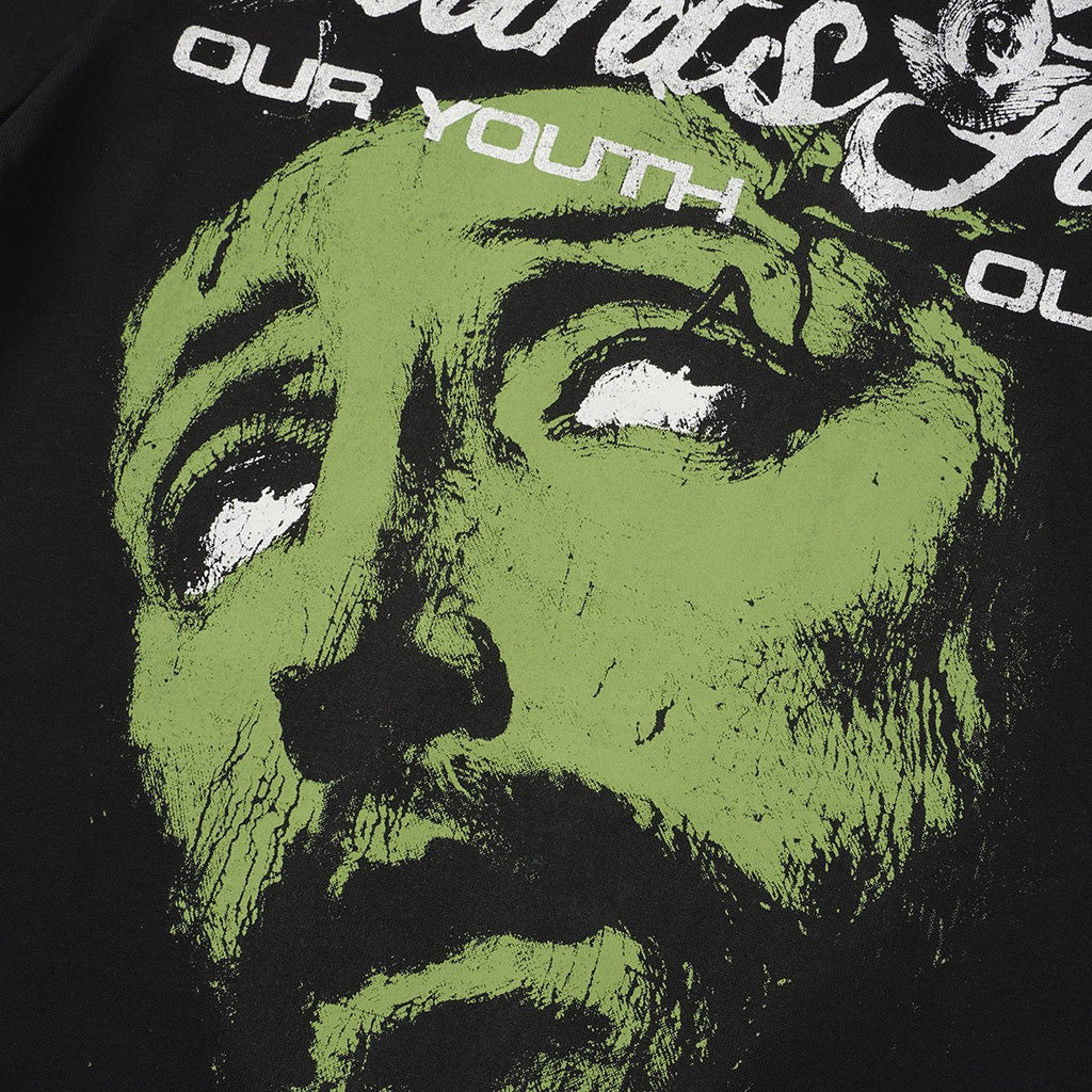 SAINT Black Graphic Short-Sleeve T-Shirt ¡ª detail