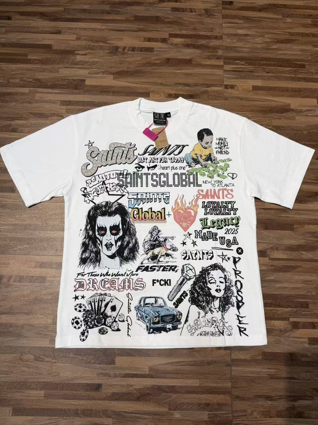 SAINT White Collage Graphic Short-Sleeve T-Shirt ¡ª front