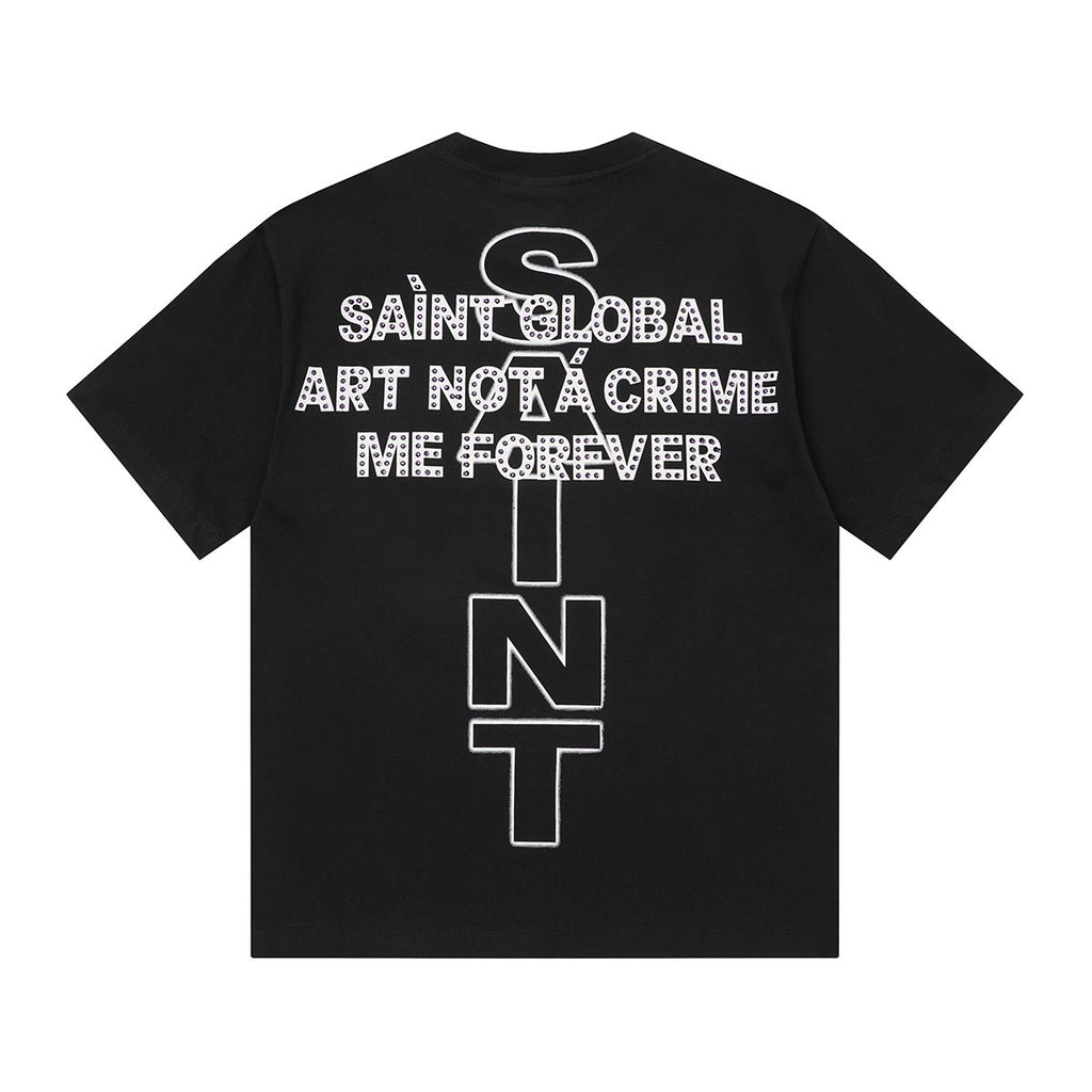 SAINT Rhinestone Graphic Short-Sleeve T-Shirt ¡ª back