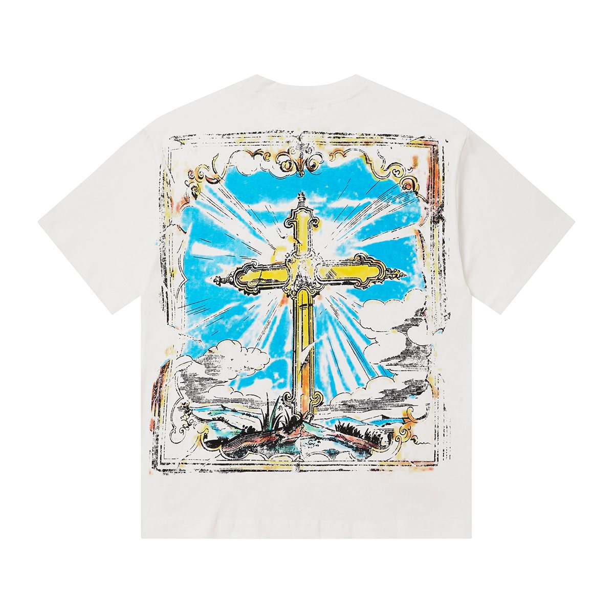 SAINT Portrait & Cross Graphic Short-Sleeve T-Shirt ¡ª back