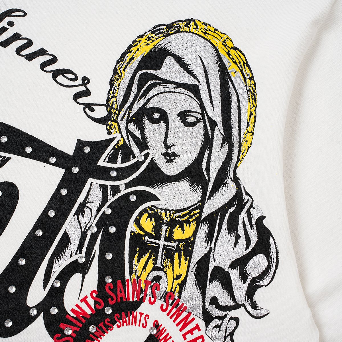 SAINT Rhinestone Religious Graphic T-Shirt ¡ª detail