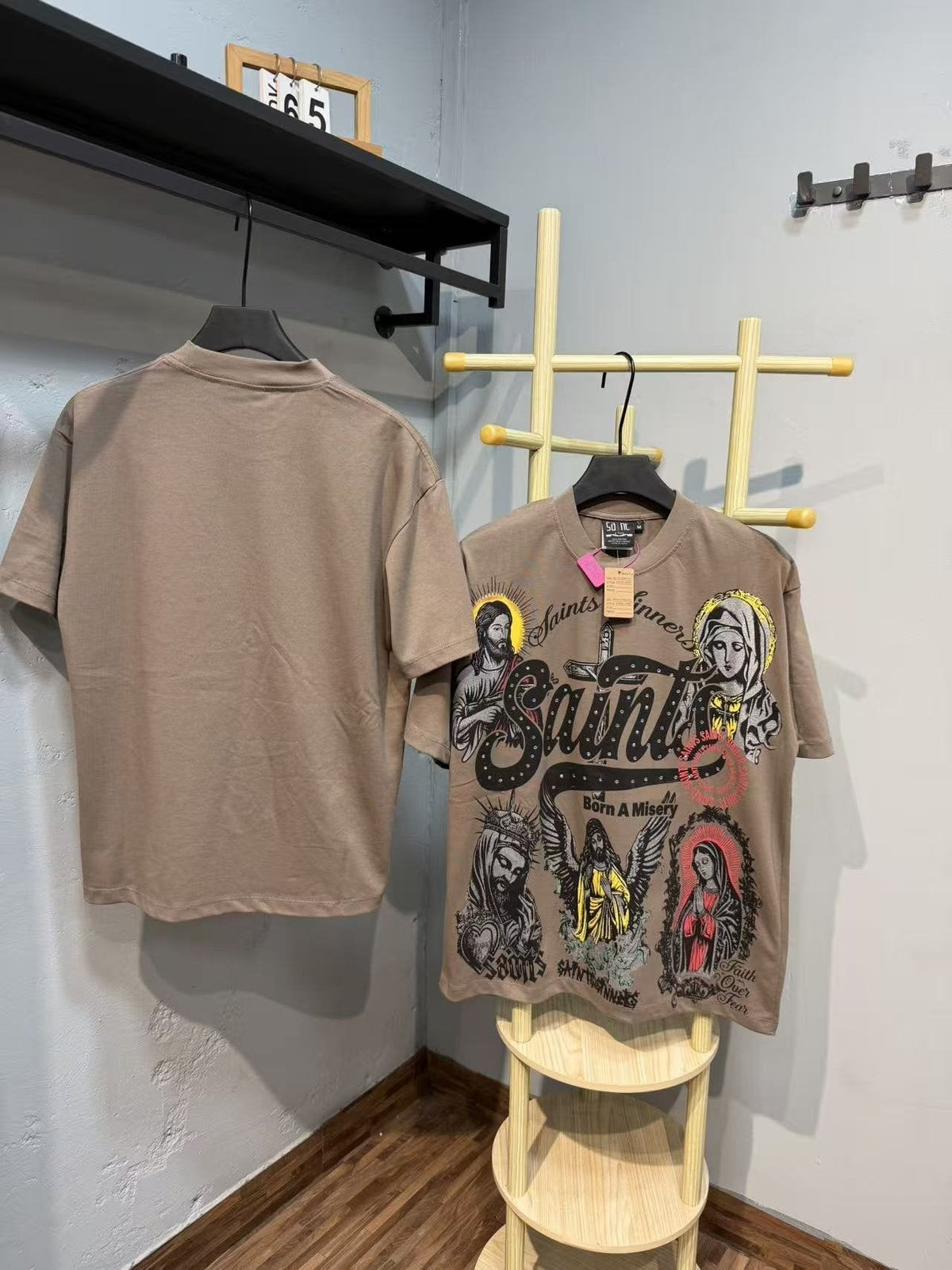SAINT Rhinestone Religious Graphic T-Shirt ¡ª context