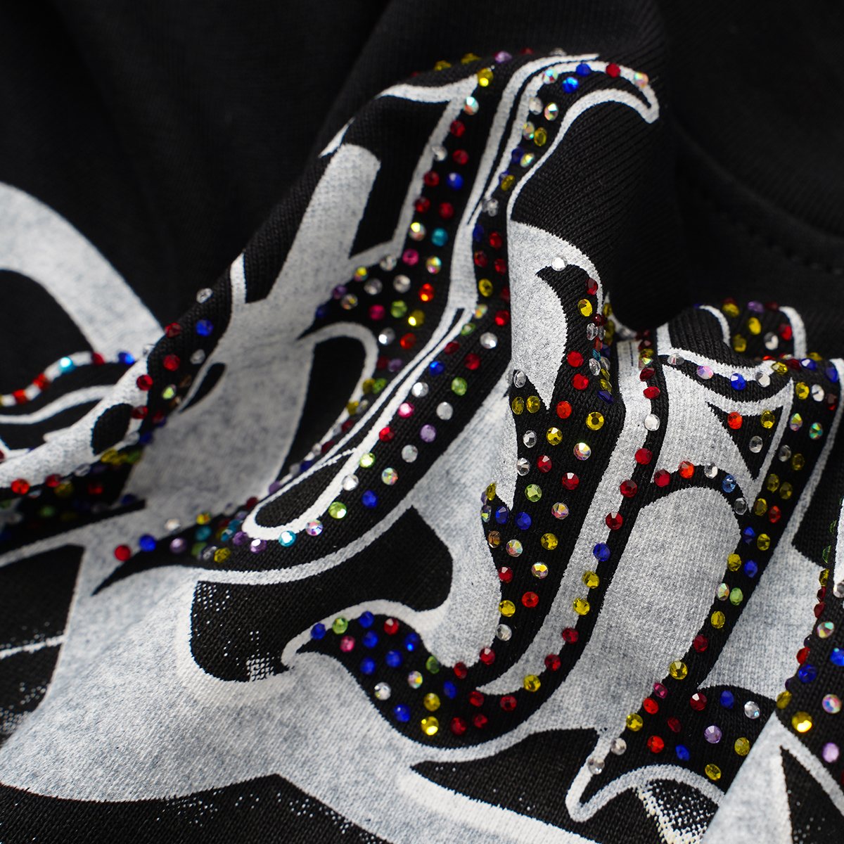 SAINT Black Rhinestone Graphic T-Shirt ¡ª detail