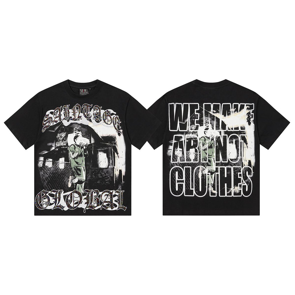 SAINT Black Rhinestone Graphic T-Shirt ¡ª hero