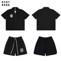 SAINT Vanity Patch Short-Sleeve Shirt & Snap-Side Shorts Set ¡ª front