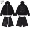 SAINT Vanity Rhinestone Zip Hoodie & Shorts Set ¡ª front
