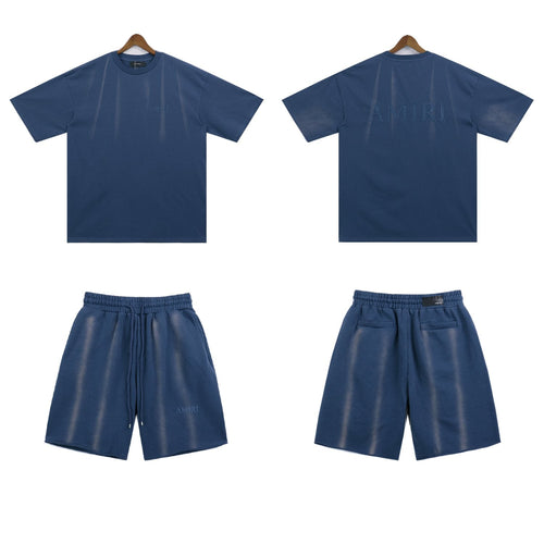 AMIRI Washed Embroidered T-Shirt & Shorts Set ¡ª front