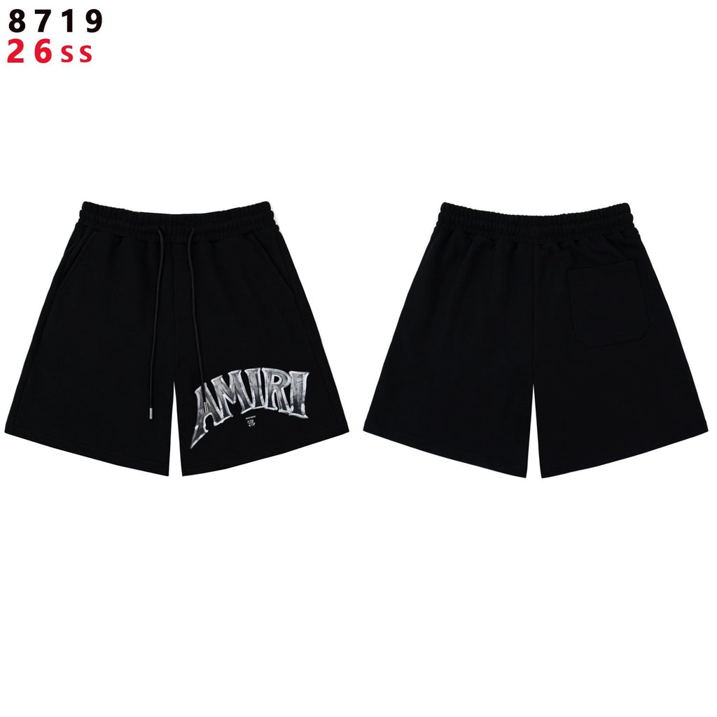 AMIRI Metallic Letter Graphic T-Shirt & Shorts Set ¡ª front