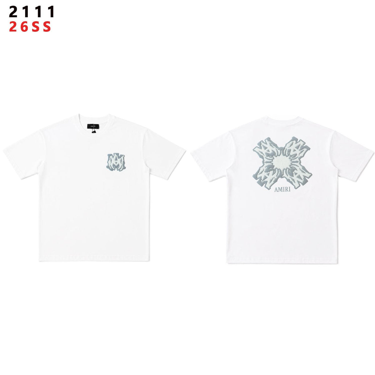 AMIRI Ice Blue Flame Graphic Short-Sleeve Set ¡ª front