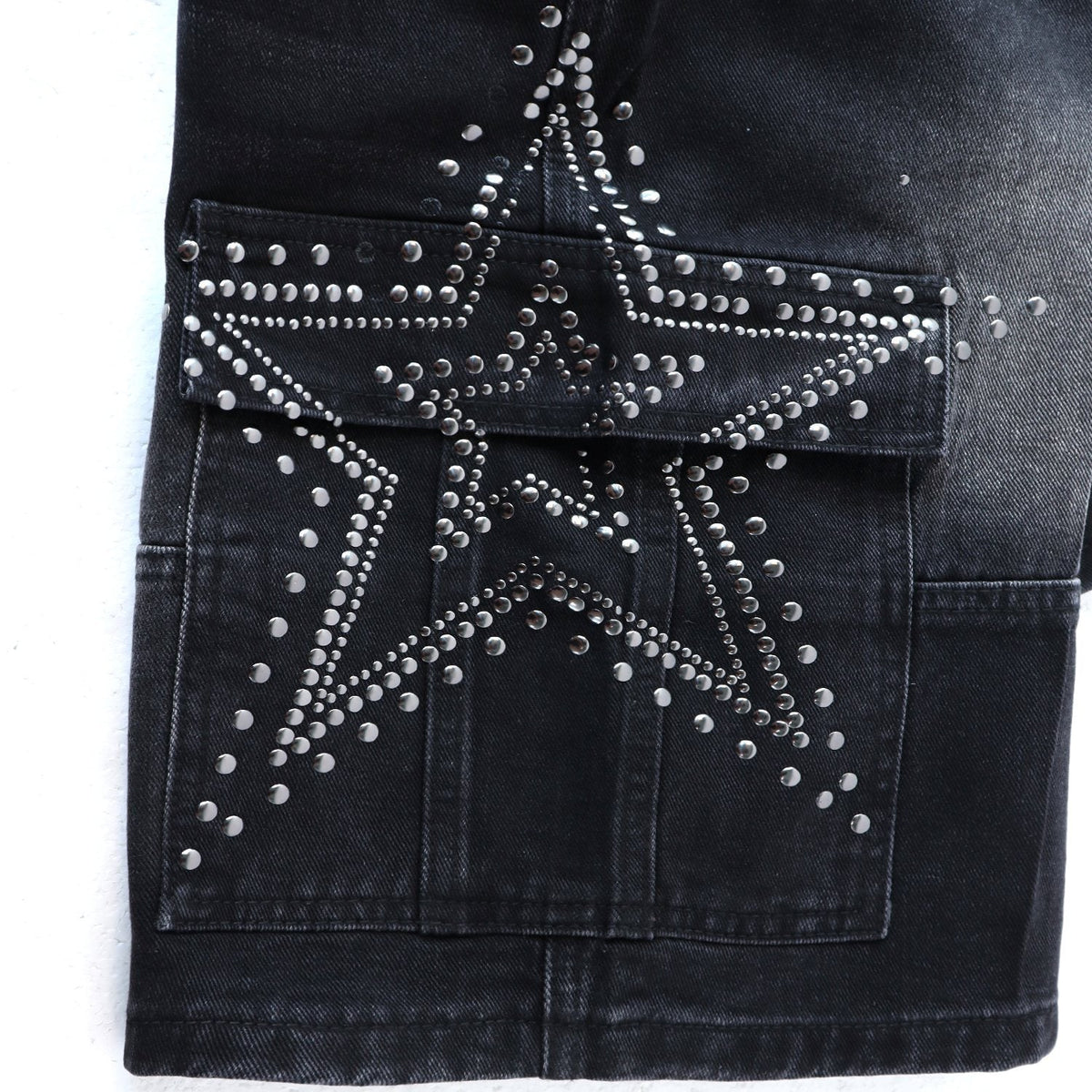 VALLEY Star Rhinestone Denim Cargo Shorts ¡ª detail