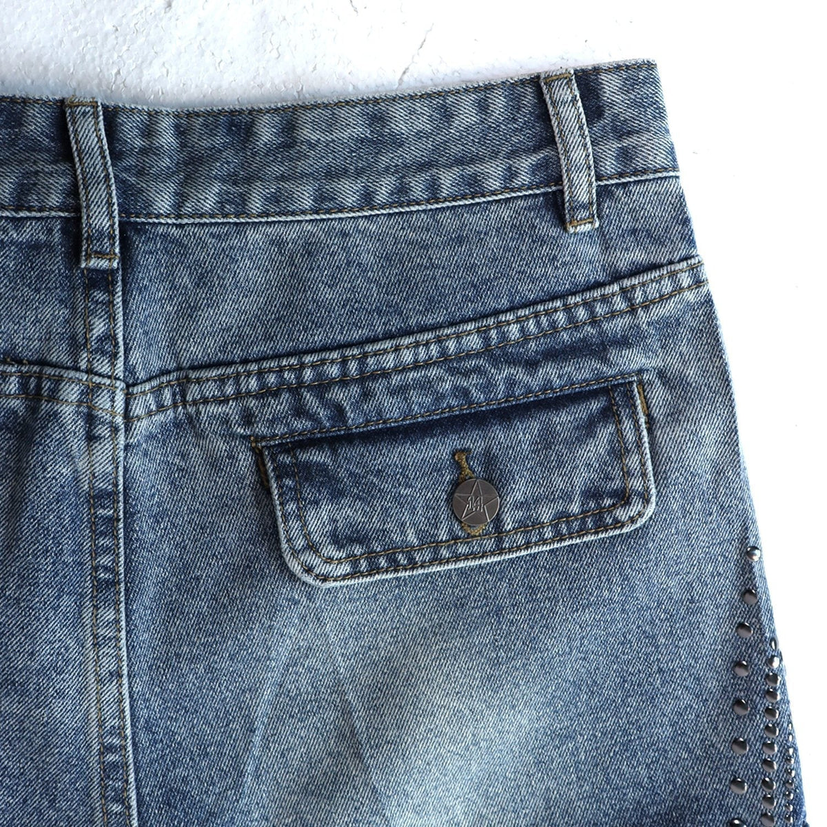 VALLEY Star Rhinestone Denim Cargo Shorts ¡ª detail