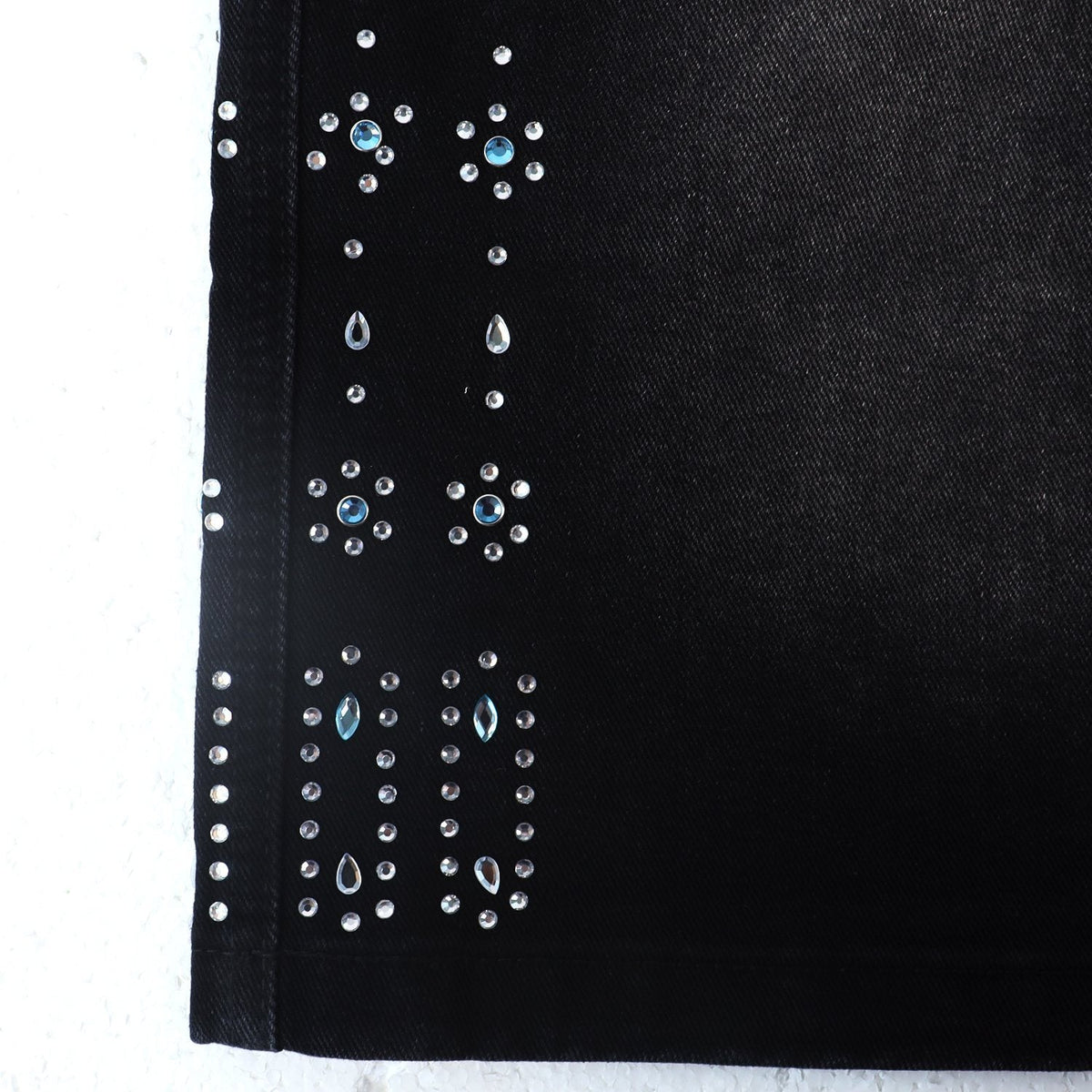 Vale Forever Rhinestone Side-Detail Washed Denim Shorts ¡ª detail