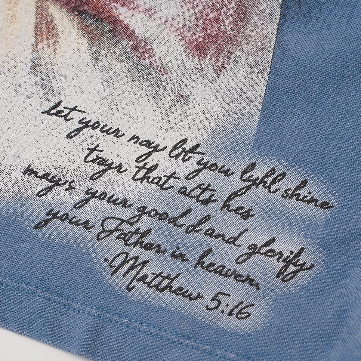 SAINT Distressed Rhinestone Graphic T-Shirt ¡ª detail