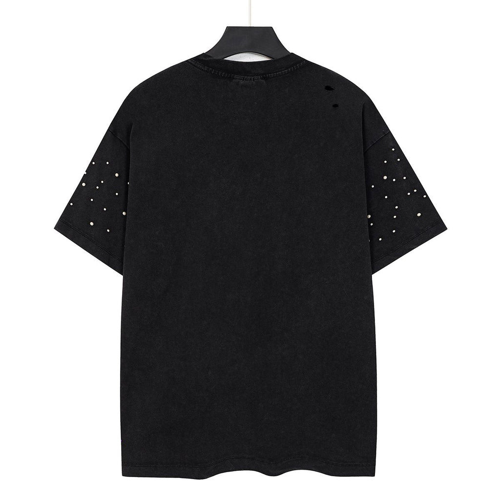 SAINT Distressed Rhinestone Graphic T-Shirt ¡ª back