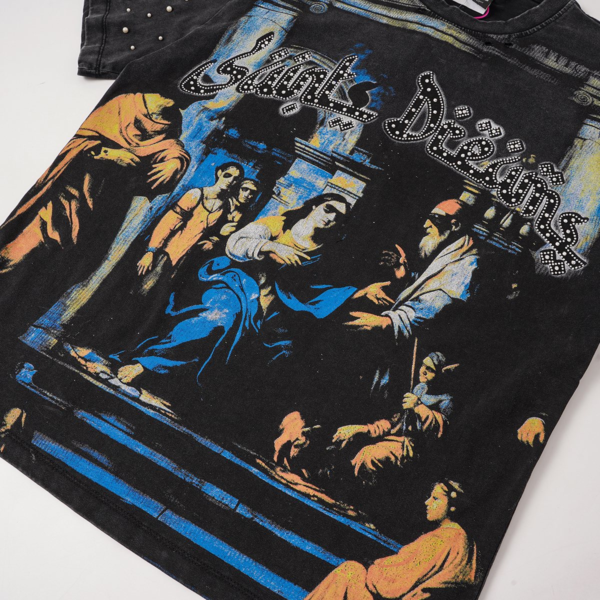 SAINT Religious Art Rhinestone T-Shirt ¡ª detail