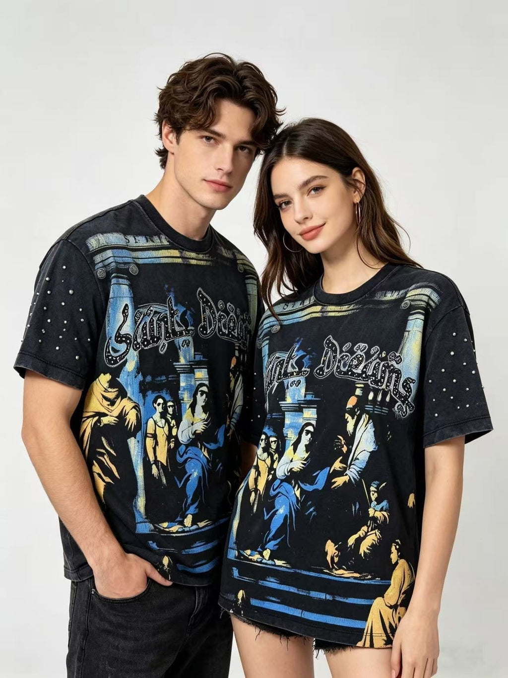 SAINT Religious Art Rhinestone T-Shirt ¡ª context