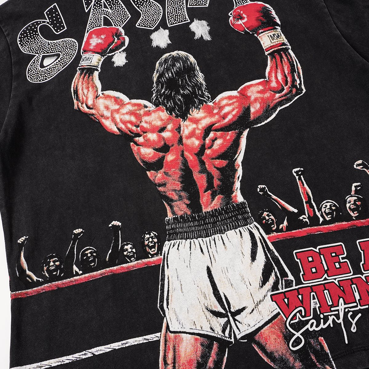 SAINT Boxing Graphic Washed T-Shirt ¡ª detail