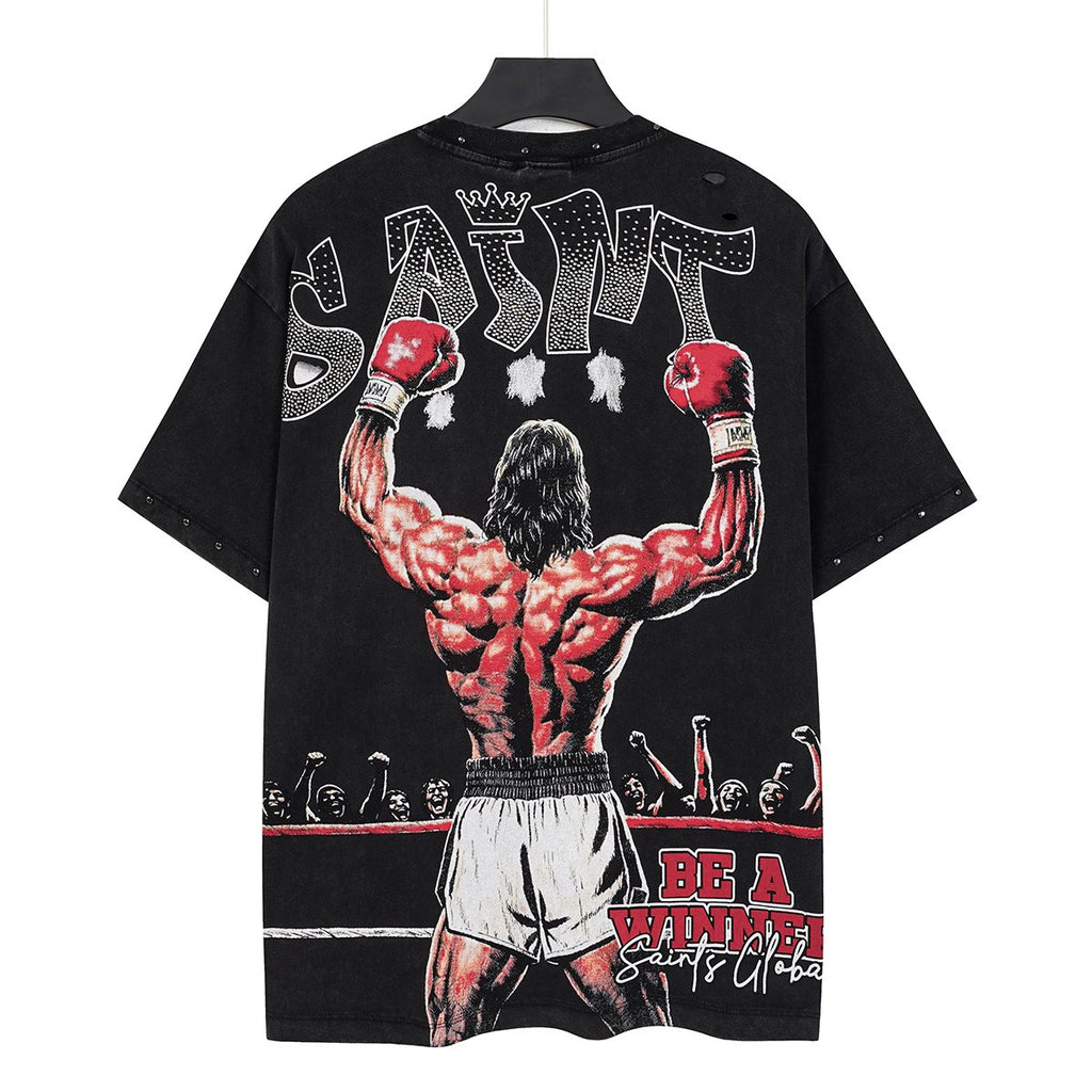 SAINT Boxing Graphic Washed T-Shirt ¡ª back